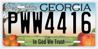GA license plate PWW4416