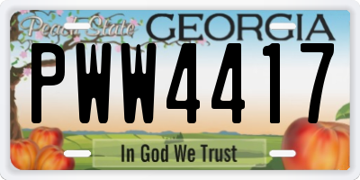 GA license plate PWW4417