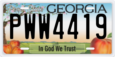 GA license plate PWW4419
