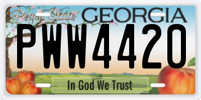 GA license plate PWW4420