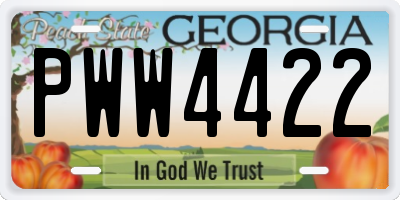 GA license plate PWW4422