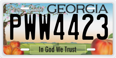GA license plate PWW4423