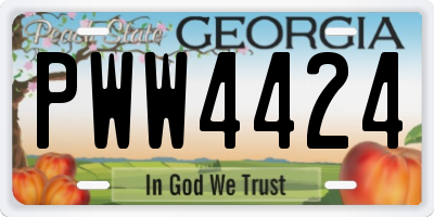 GA license plate PWW4424
