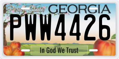 GA license plate PWW4426