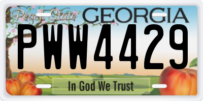 GA license plate PWW4429