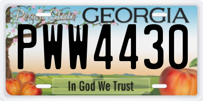 GA license plate PWW4430