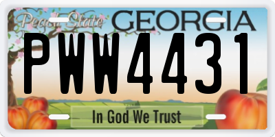 GA license plate PWW4431