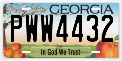 GA license plate PWW4432