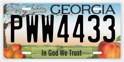 GA license plate PWW4433