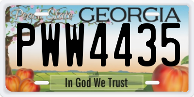 GA license plate PWW4435