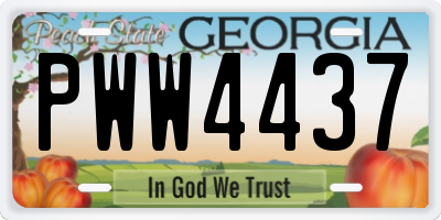 GA license plate PWW4437
