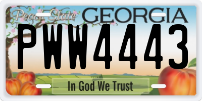 GA license plate PWW4443