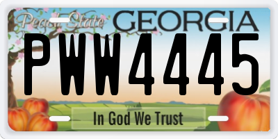 GA license plate PWW4445