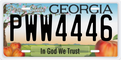GA license plate PWW4446