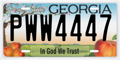 GA license plate PWW4447
