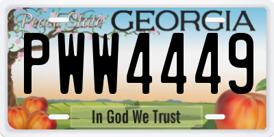 GA license plate PWW4449