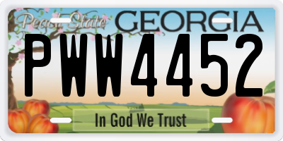 GA license plate PWW4452