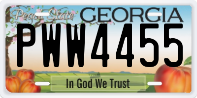GA license plate PWW4455