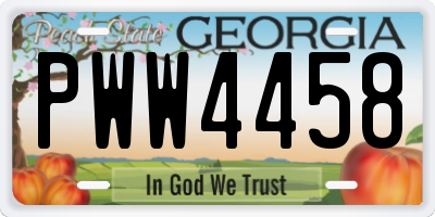 GA license plate PWW4458