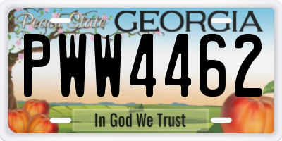 GA license plate PWW4462