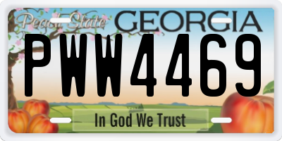 GA license plate PWW4469