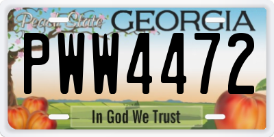 GA license plate PWW4472