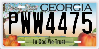 GA license plate PWW4475