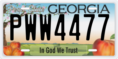 GA license plate PWW4477