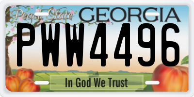 GA license plate PWW4496