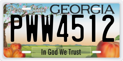 GA license plate PWW4512