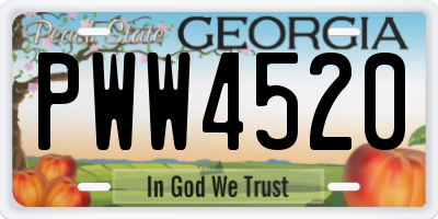 GA license plate PWW4520