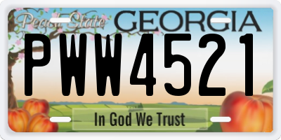 GA license plate PWW4521