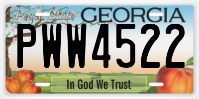 GA license plate PWW4522