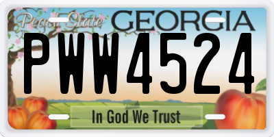 GA license plate PWW4524