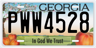 GA license plate PWW4528