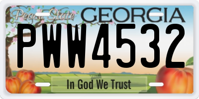 GA license plate PWW4532