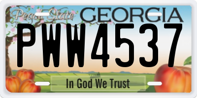 GA license plate PWW4537