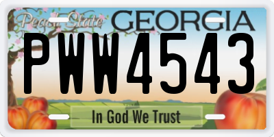 GA license plate PWW4543