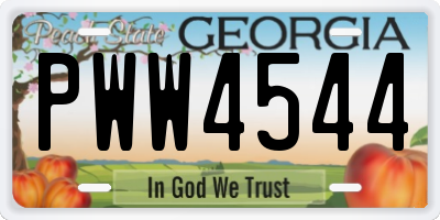 GA license plate PWW4544