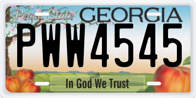 GA license plate PWW4545