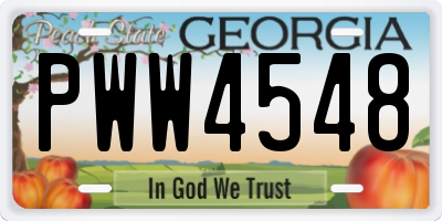 GA license plate PWW4548
