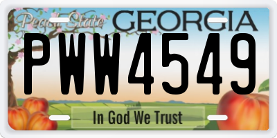 GA license plate PWW4549
