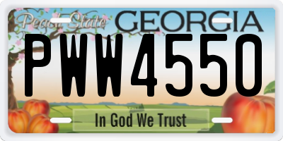 GA license plate PWW4550