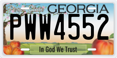 GA license plate PWW4552