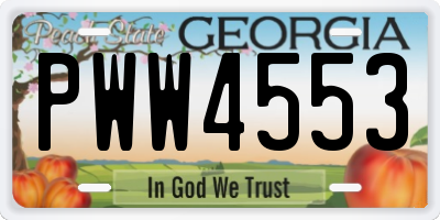 GA license plate PWW4553