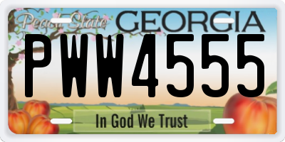 GA license plate PWW4555