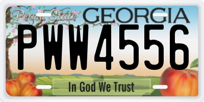 GA license plate PWW4556