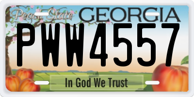 GA license plate PWW4557
