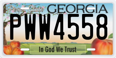 GA license plate PWW4558
