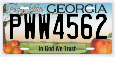 GA license plate PWW4562